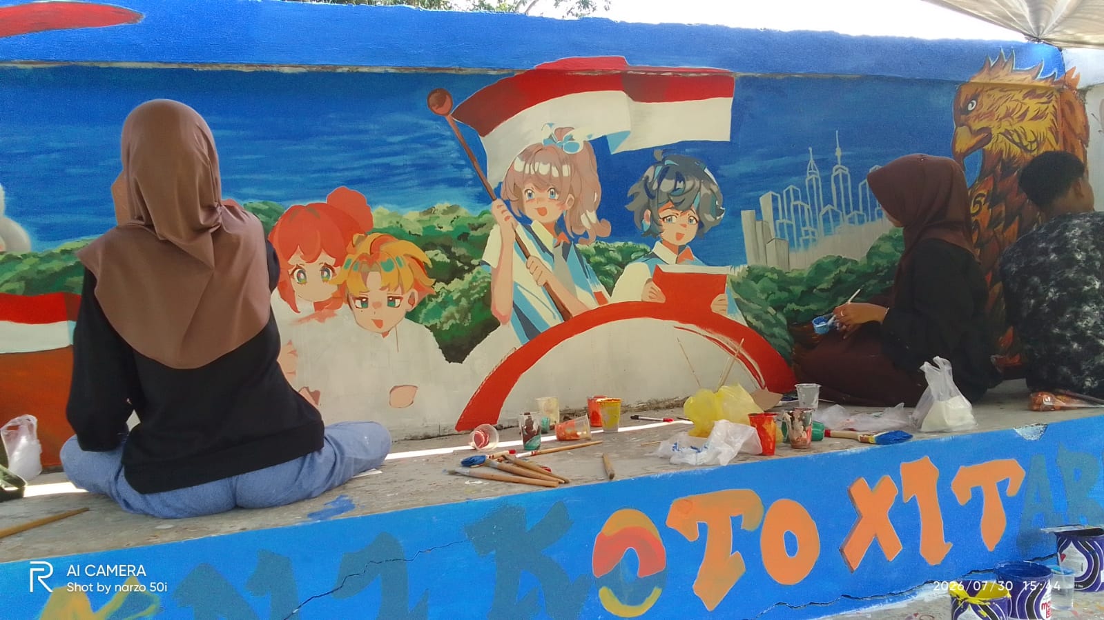 Beri Warna Kemerdekaan, Siswa SMKN 1 Koto XI Tarusan Unjuk Gigi di Lomba Mural GOR Painan